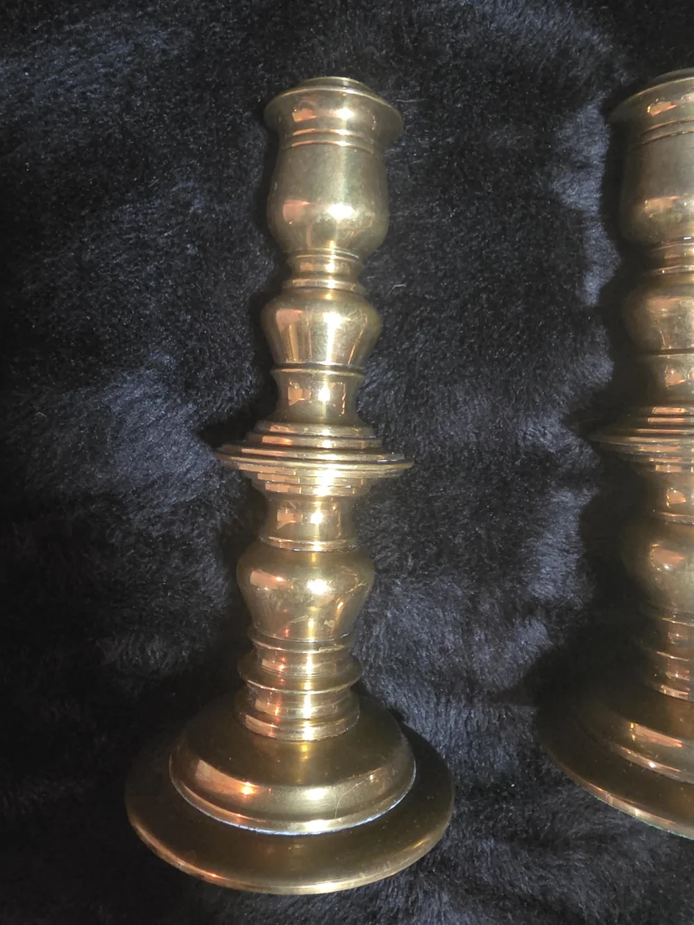 Vintage Solid Brass Candle Holders W Made In USA Glass Votives